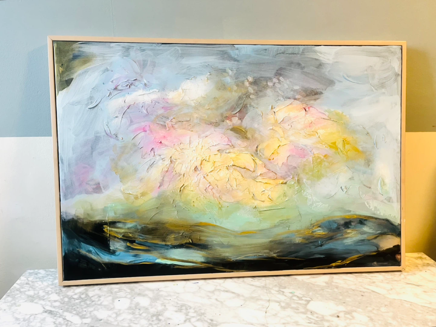 Original Abstract Painting Framed 25x37” - photo 2