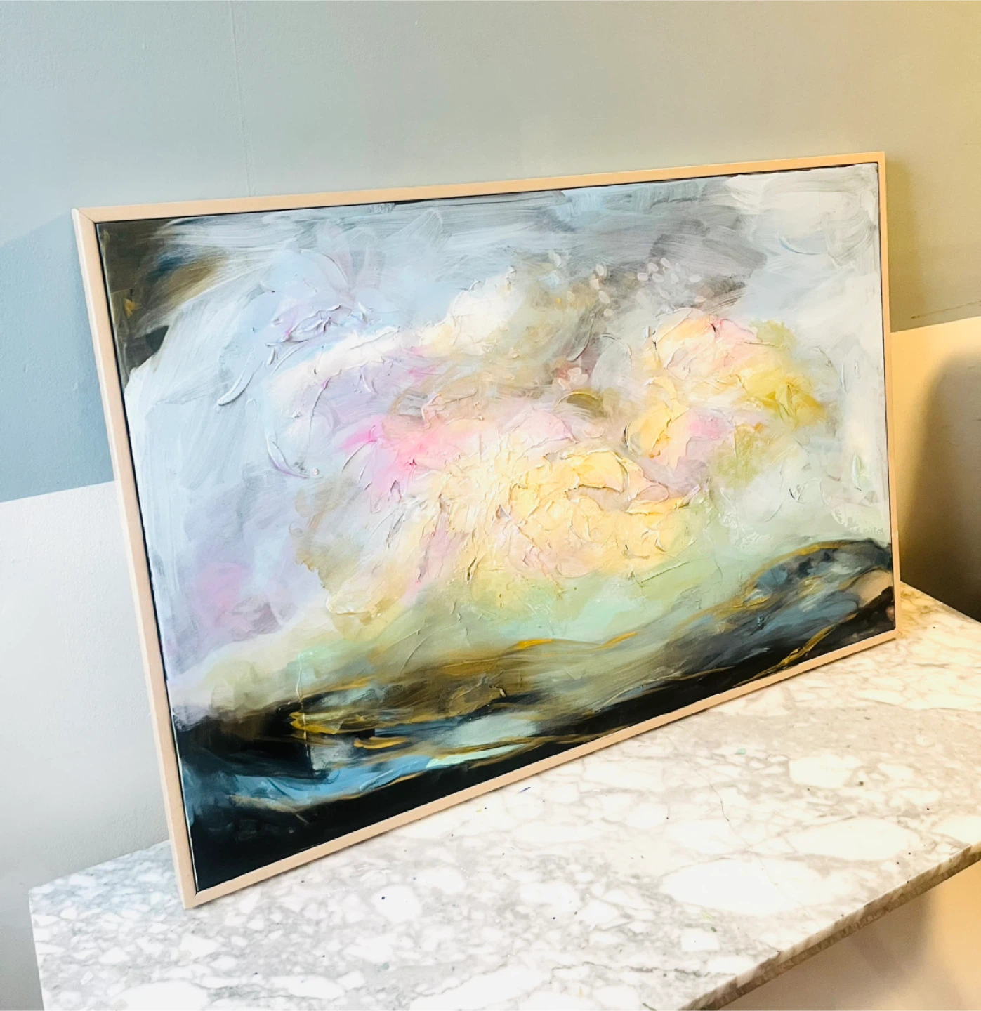 Original Abstract Painting Framed 25x37”