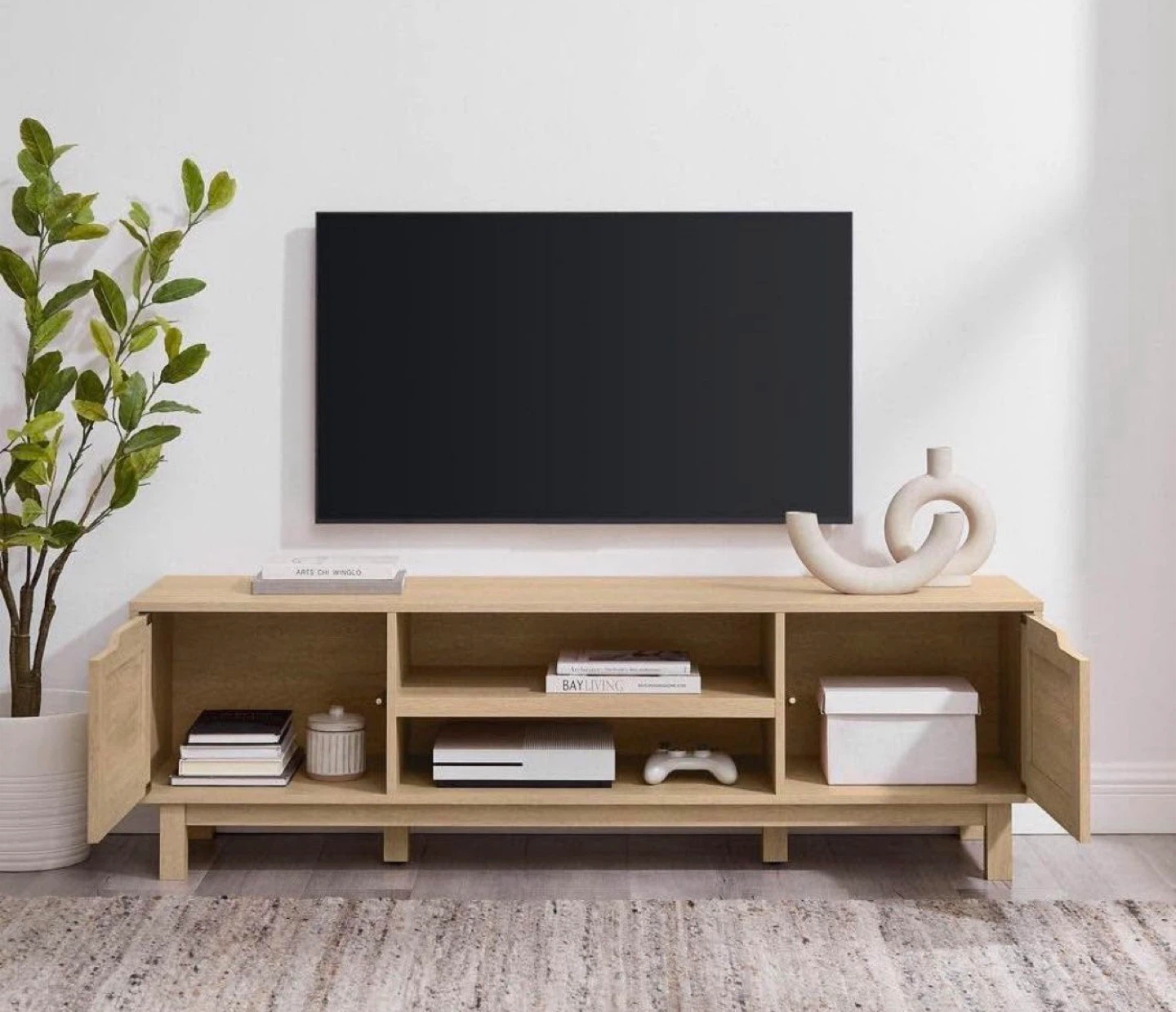 New Modern 2 Door TV Stand with Storage - photo 3