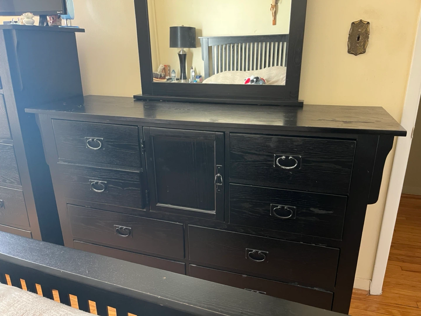Black Wood Dresser with Mirror - photo 2