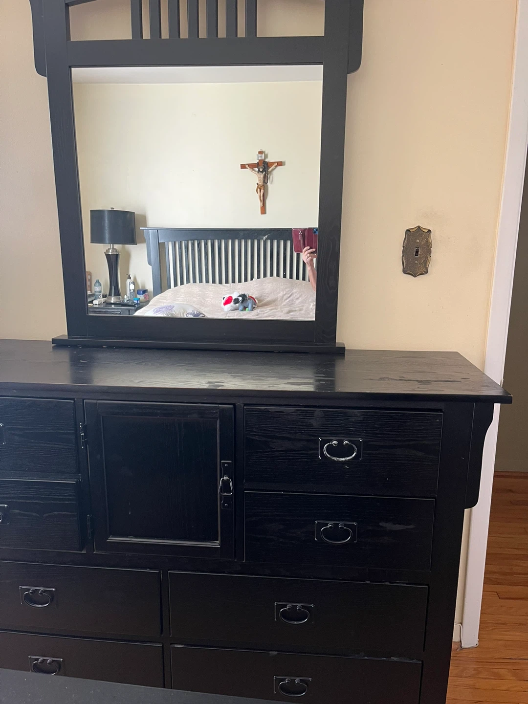 Black Wood Dresser with Mirror