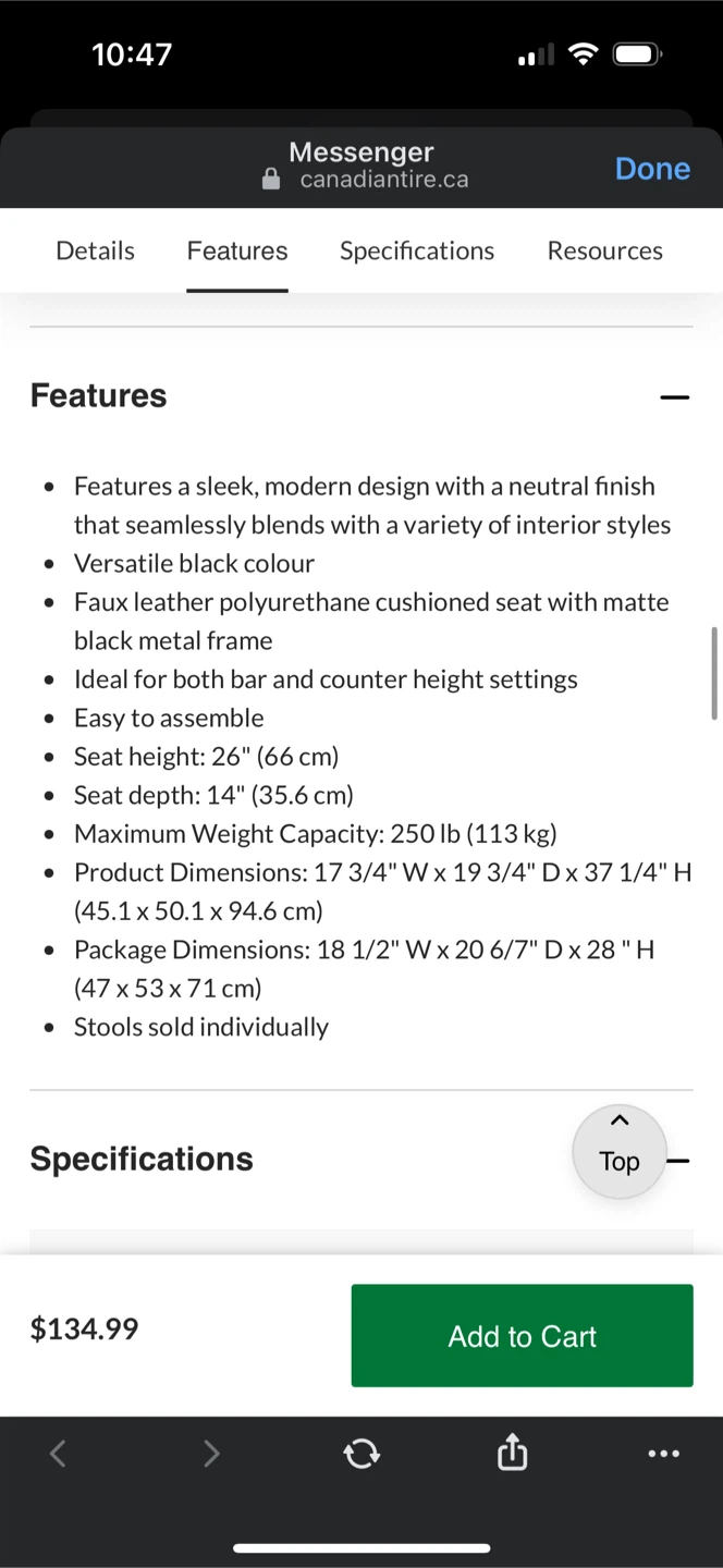 CANVAS Barrington Black Counter Stool - photo 3