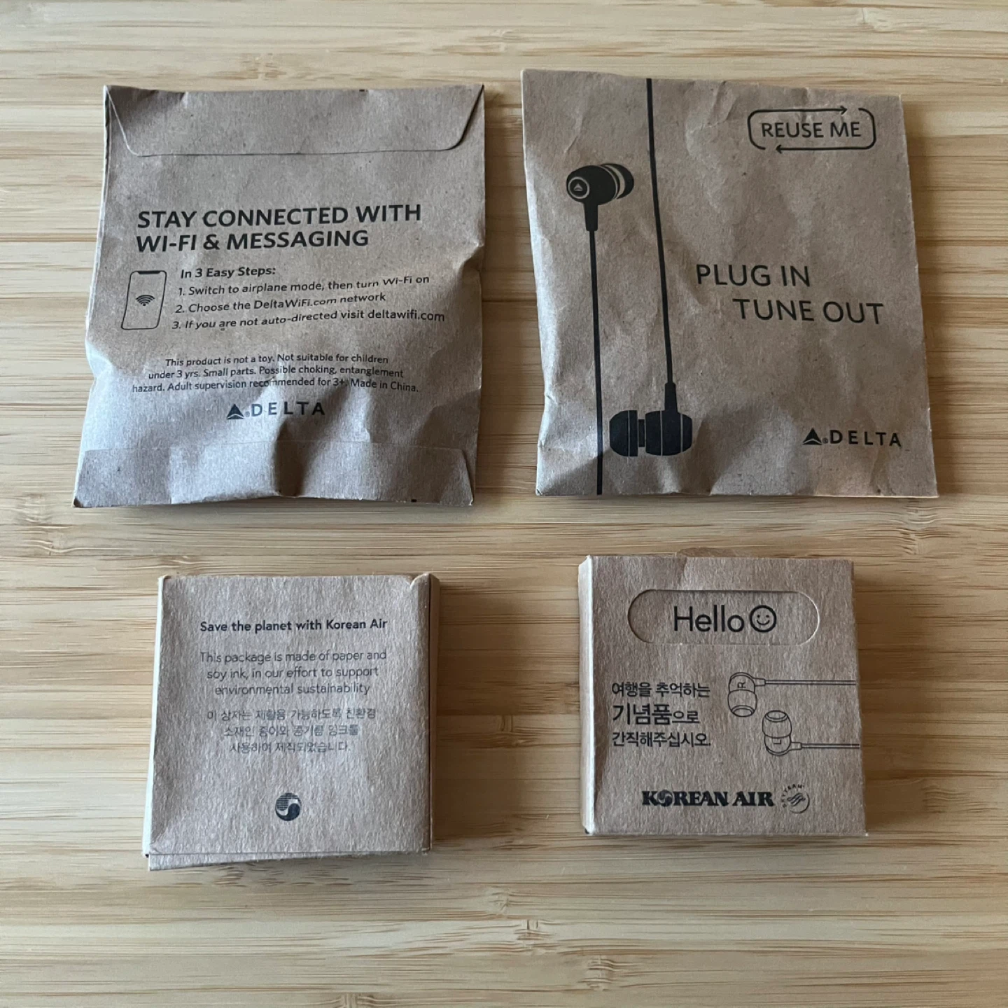 2 Delta & 2 Korean Air Wired Earbuds - New 🥕 - photo 2