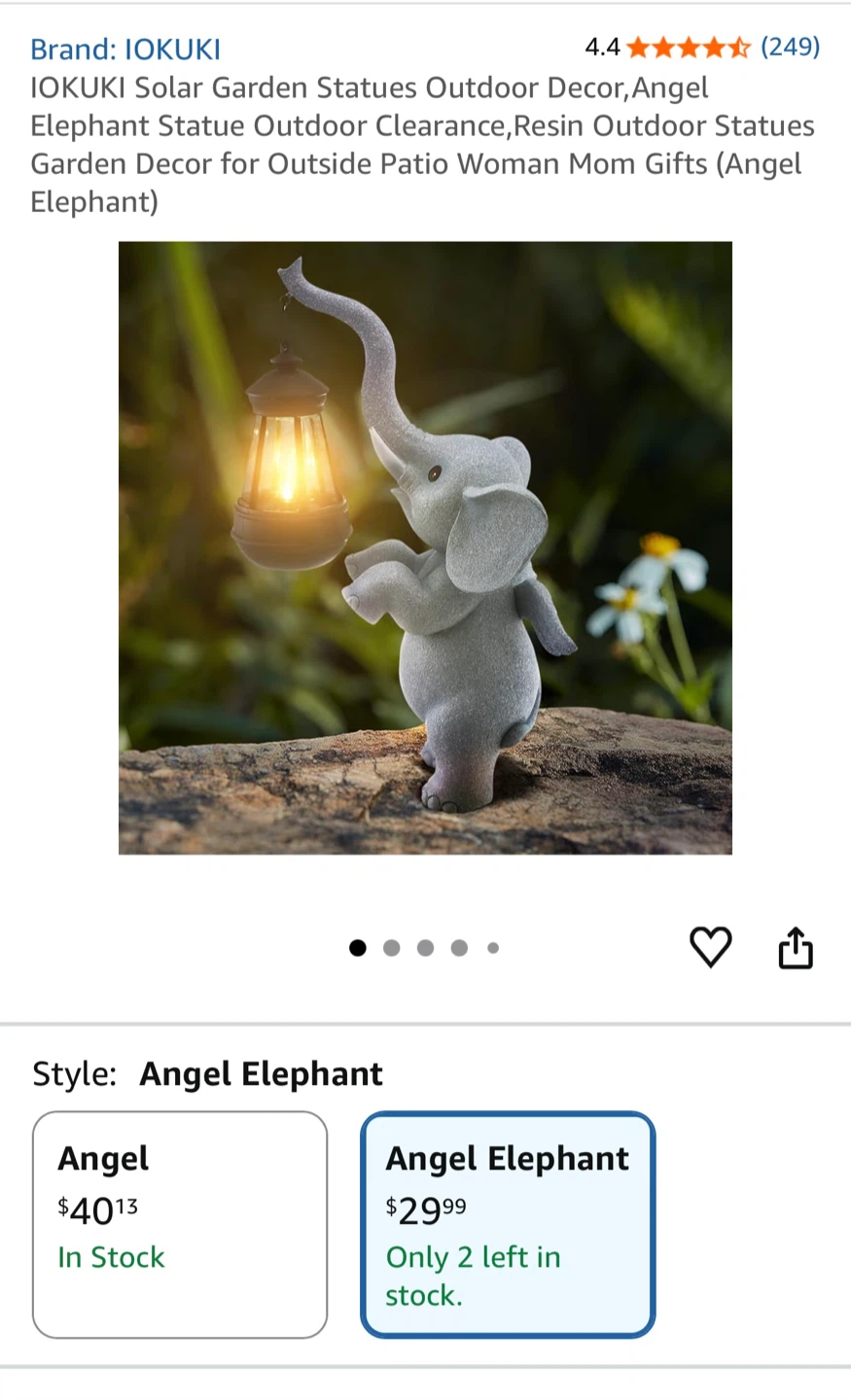 New in box! Solar Garden Statue Outdoor Decor - Elephant