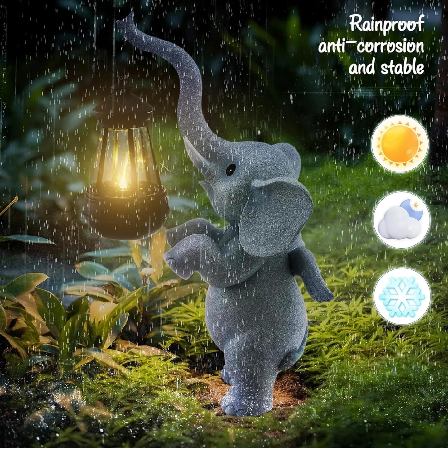 New in box! Solar Garden Statue Outdoor Decor - Elephant - photo 3