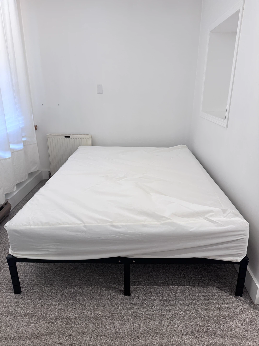 Queen Mattress with Metal Bed Frame (Free Bed Bug Protector)