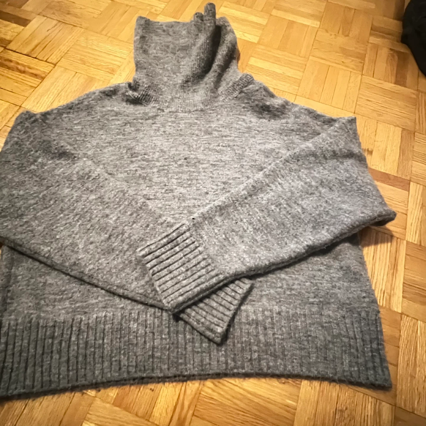 Grey Knit Turtleneck Sweater