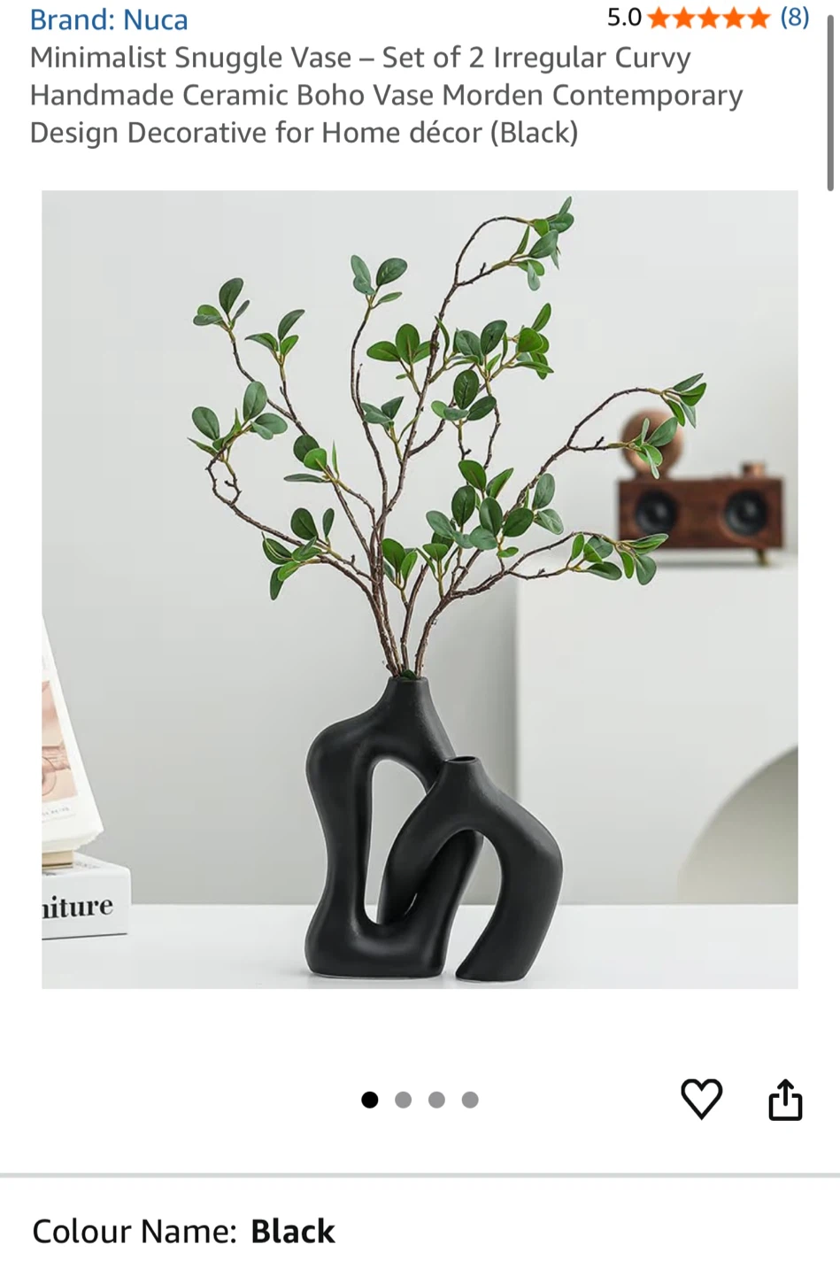 New in box! Set of 2 Minimalist Snuggle Handmade Ceramic Vase