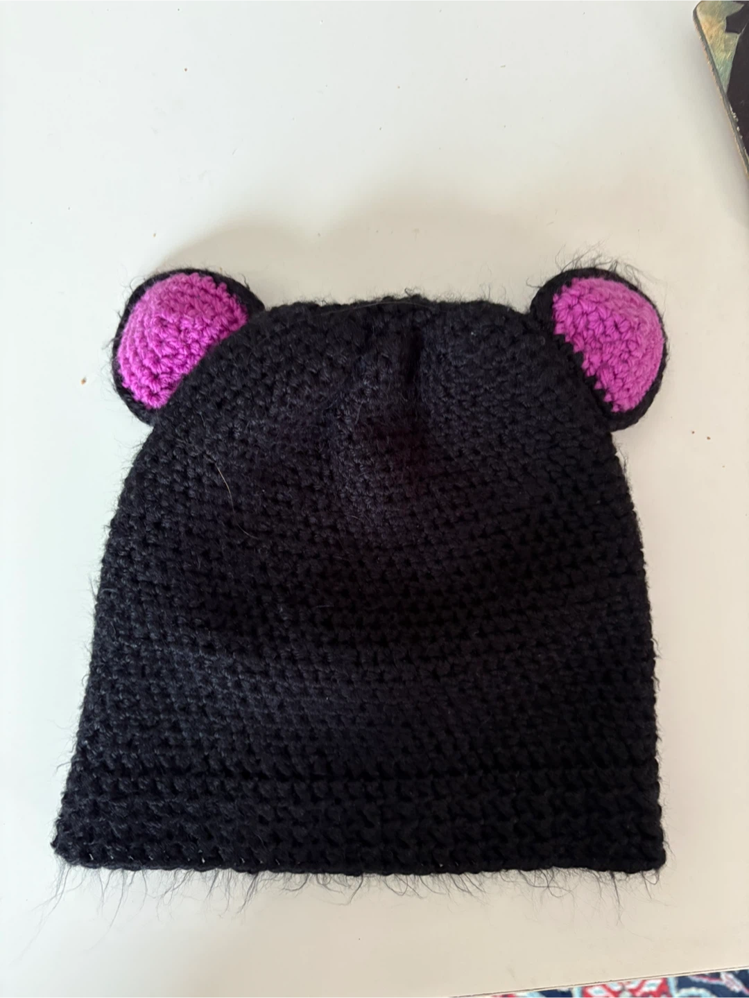 Black Knit Beanie with Ears