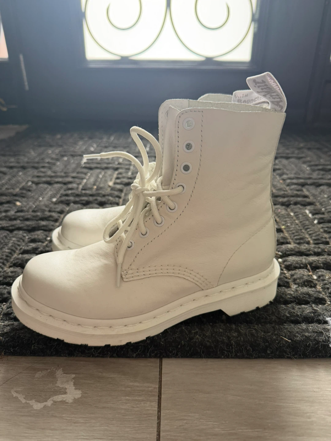 Dr. Martens 1460 Pascal Mono White Boots - Size 6