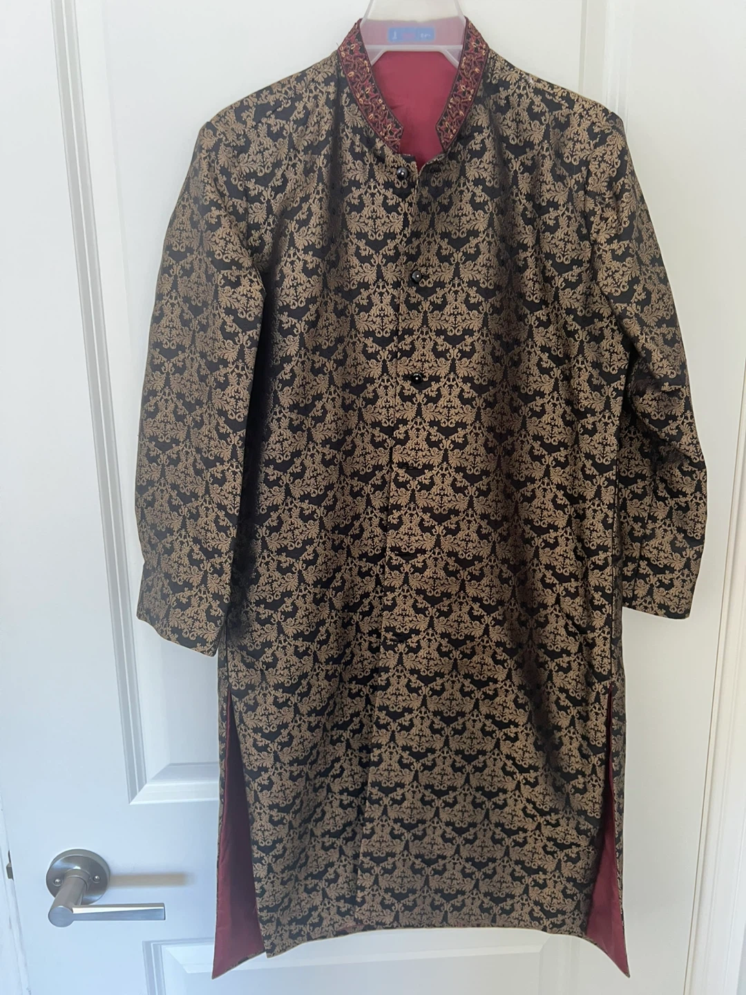 Junaid jamshed White Pants & Ethnic Print Coat