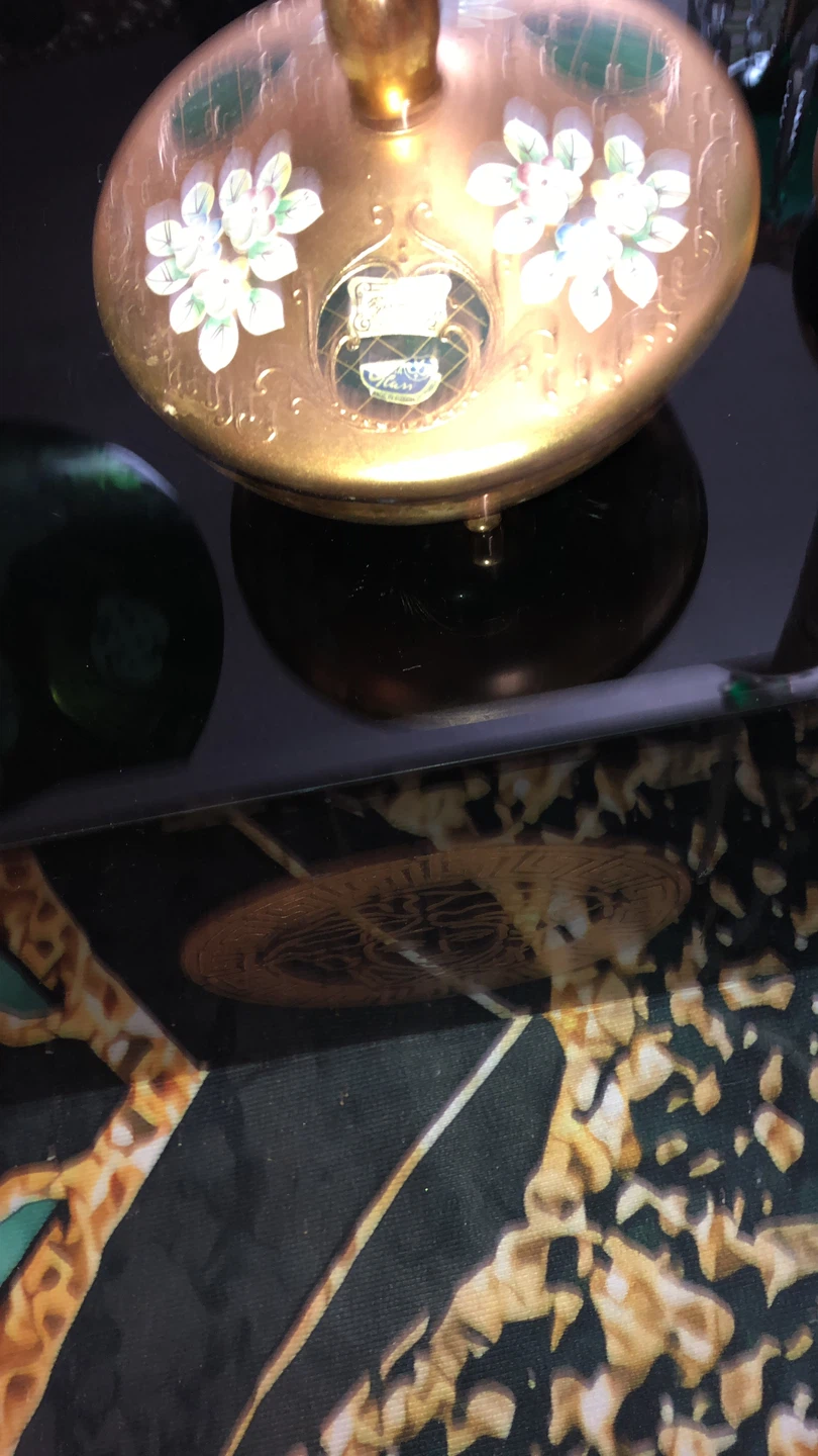24 k gold hand painting Czech Republic Glass Vase Set - photo 3