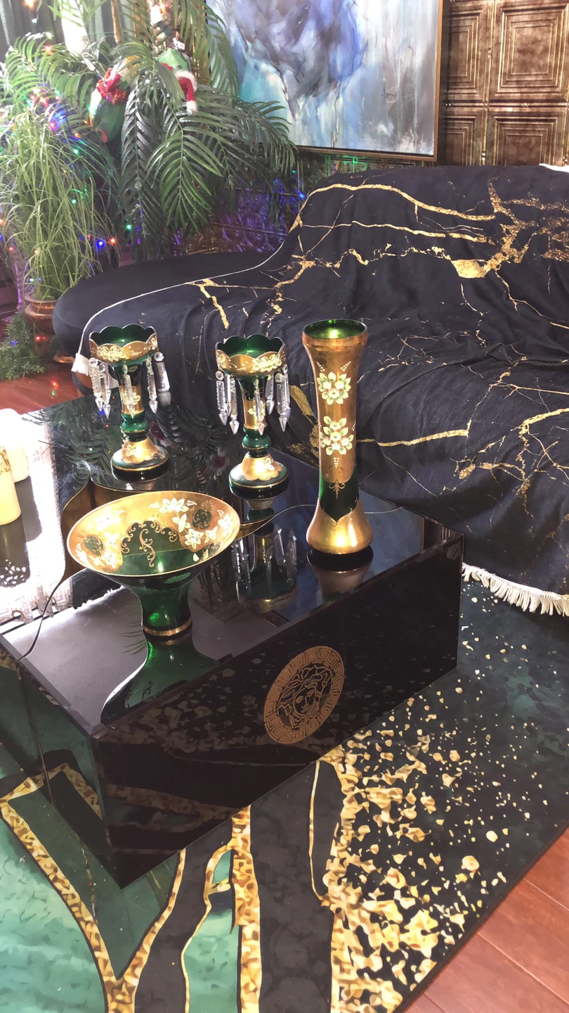 24 k gold hand painting Czech Republic Glass Vase Set