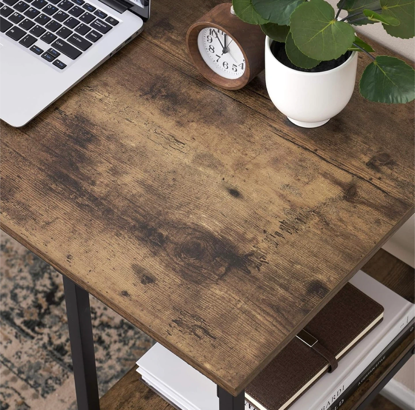 Rustic Brown Computer Desk with Shelves - photo 3