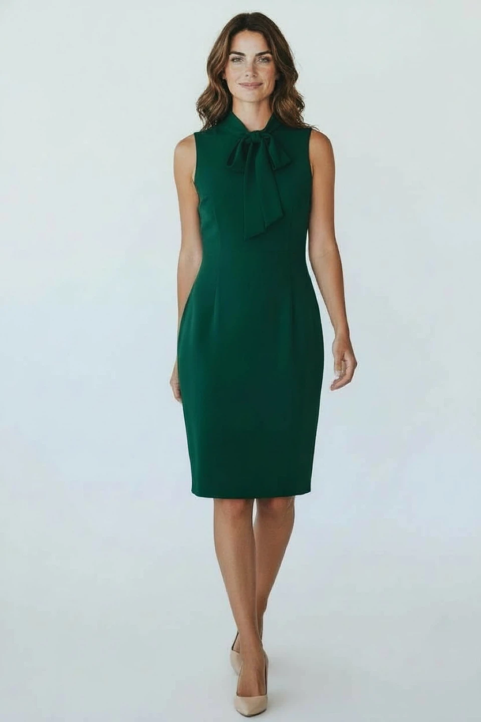 Calvin Klein Green Sleeveless Dress with Bow