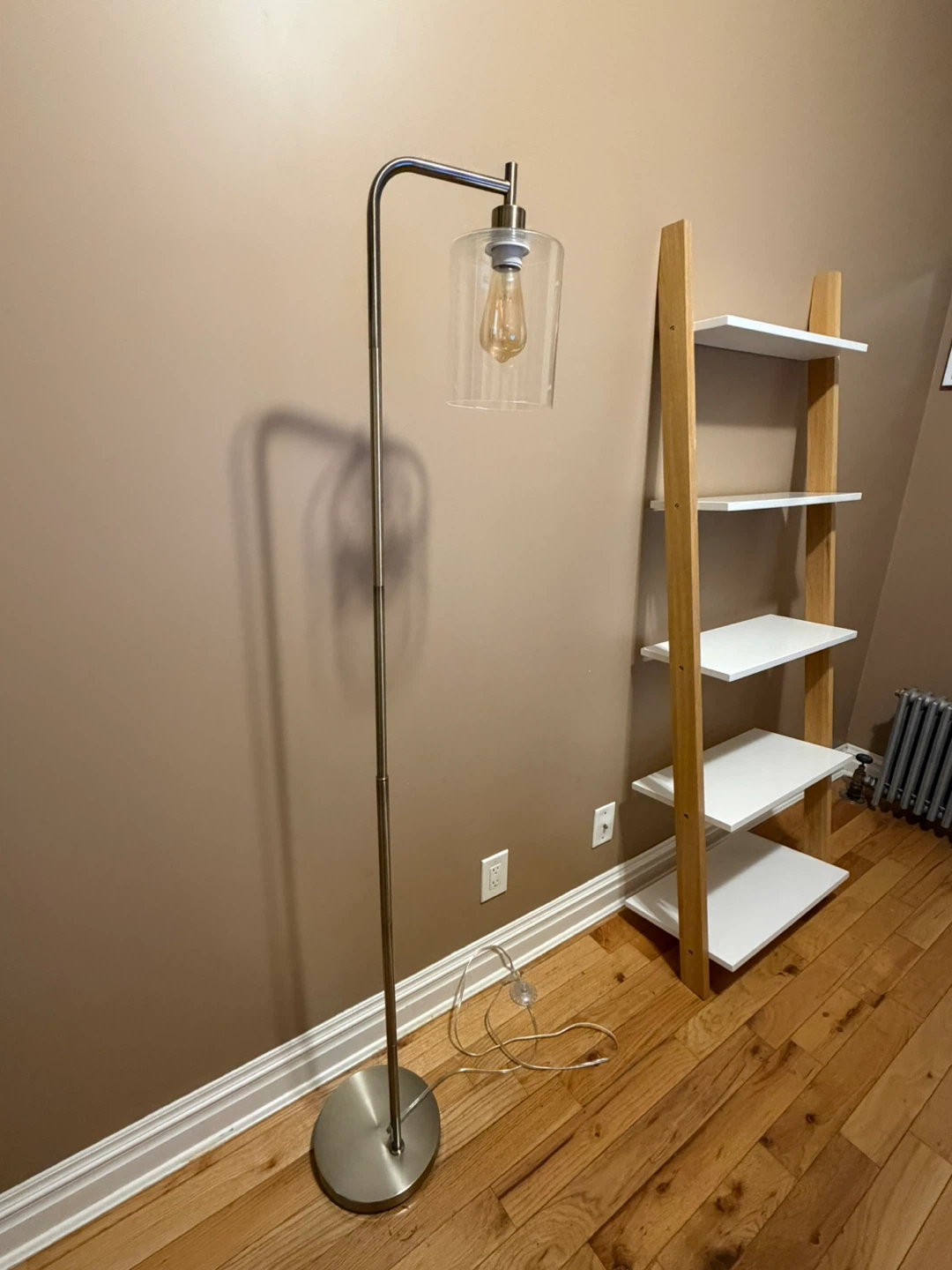 Bronze Floor Lamp with Glass Shade