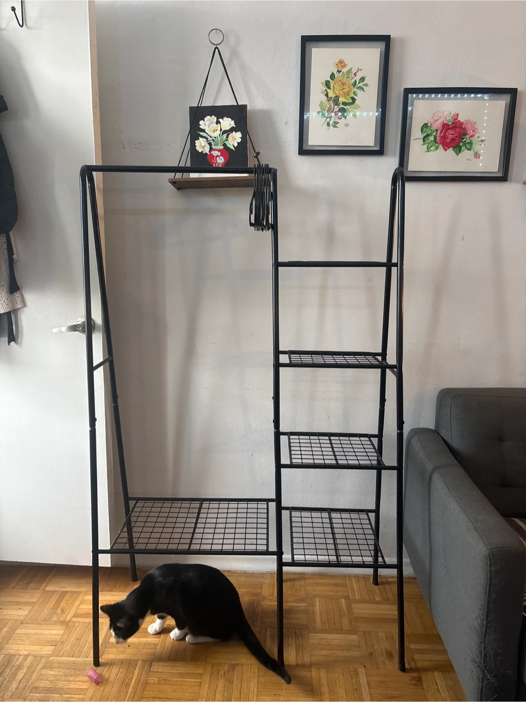 Black Metal Clothes Rack with Shelves - photo 2