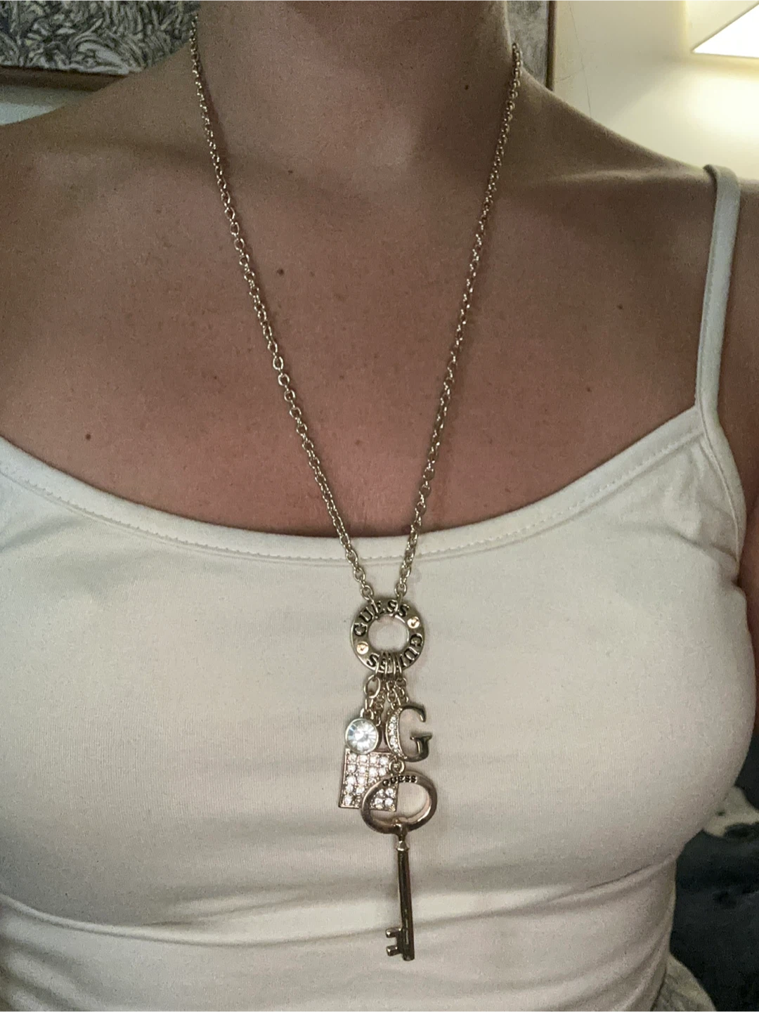 Adjustable Guess Charm Necklace