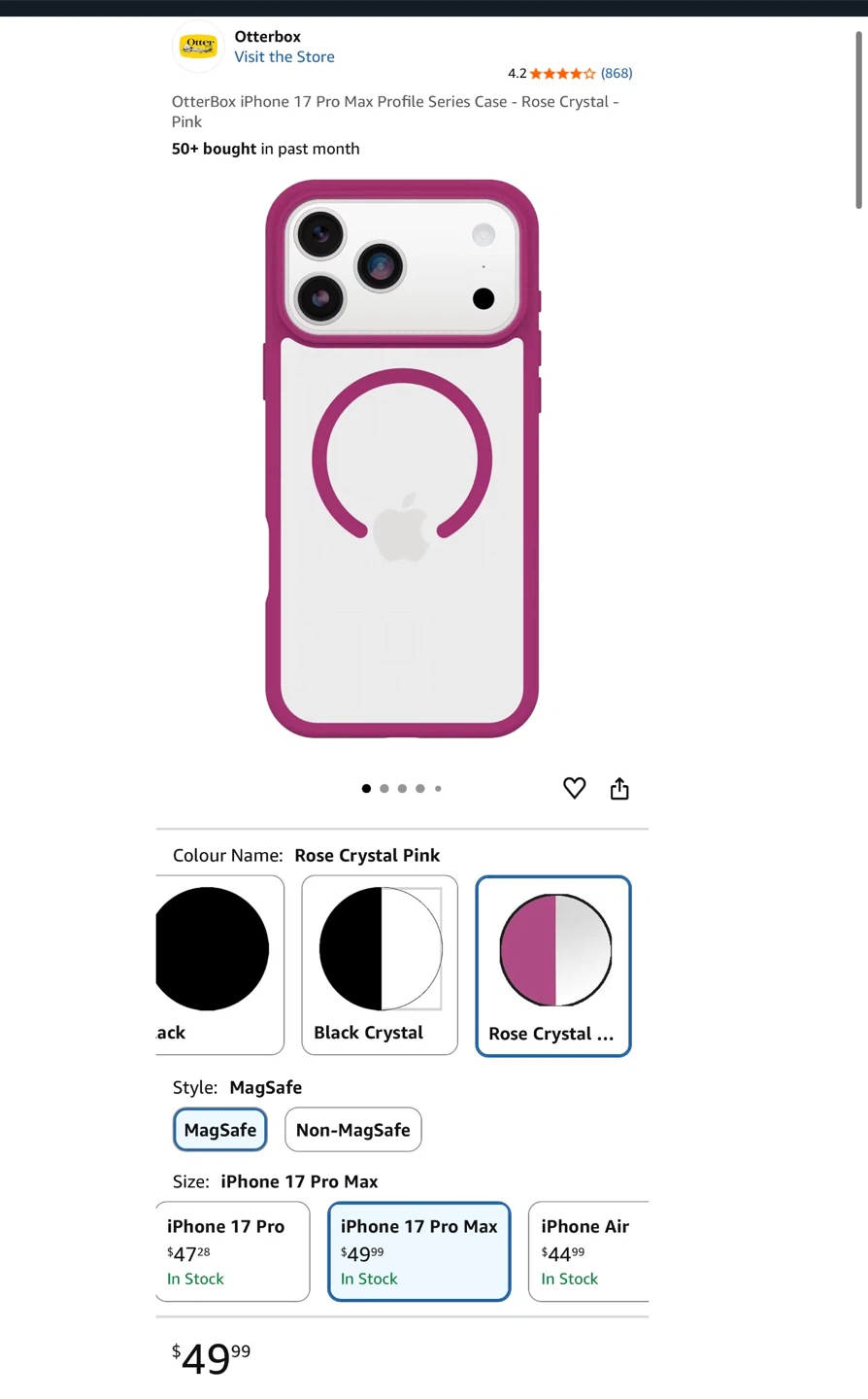 Otterbox iPhone 17 Pro Max Case - Rose Crystal Pink