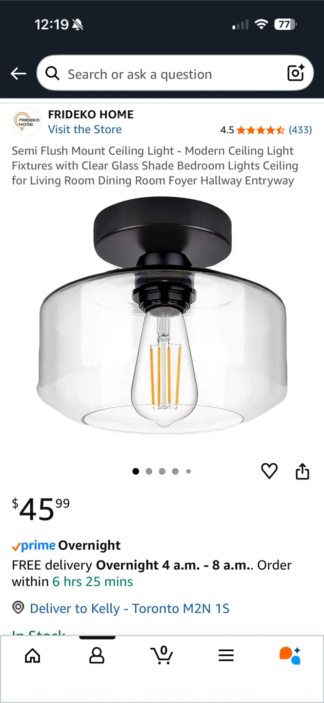 2 X Semi Flush Mount Ceiling Light