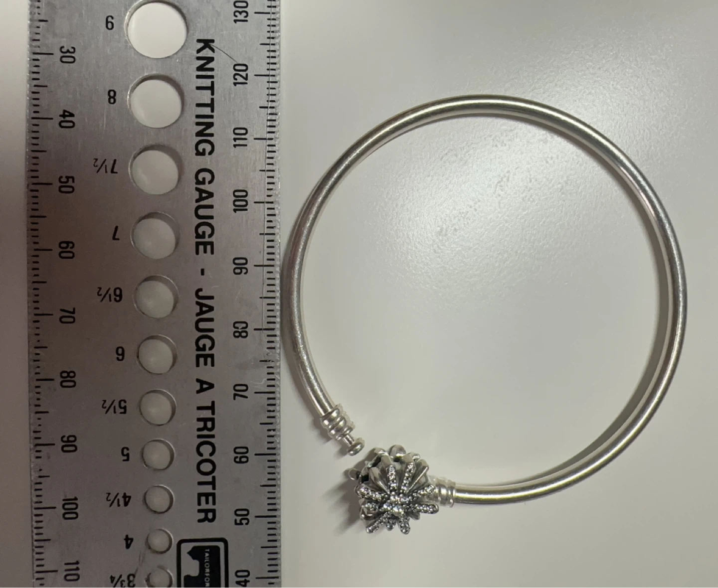Pandora White Cubic Zirconia Sterling Silver Bangle Bracelet