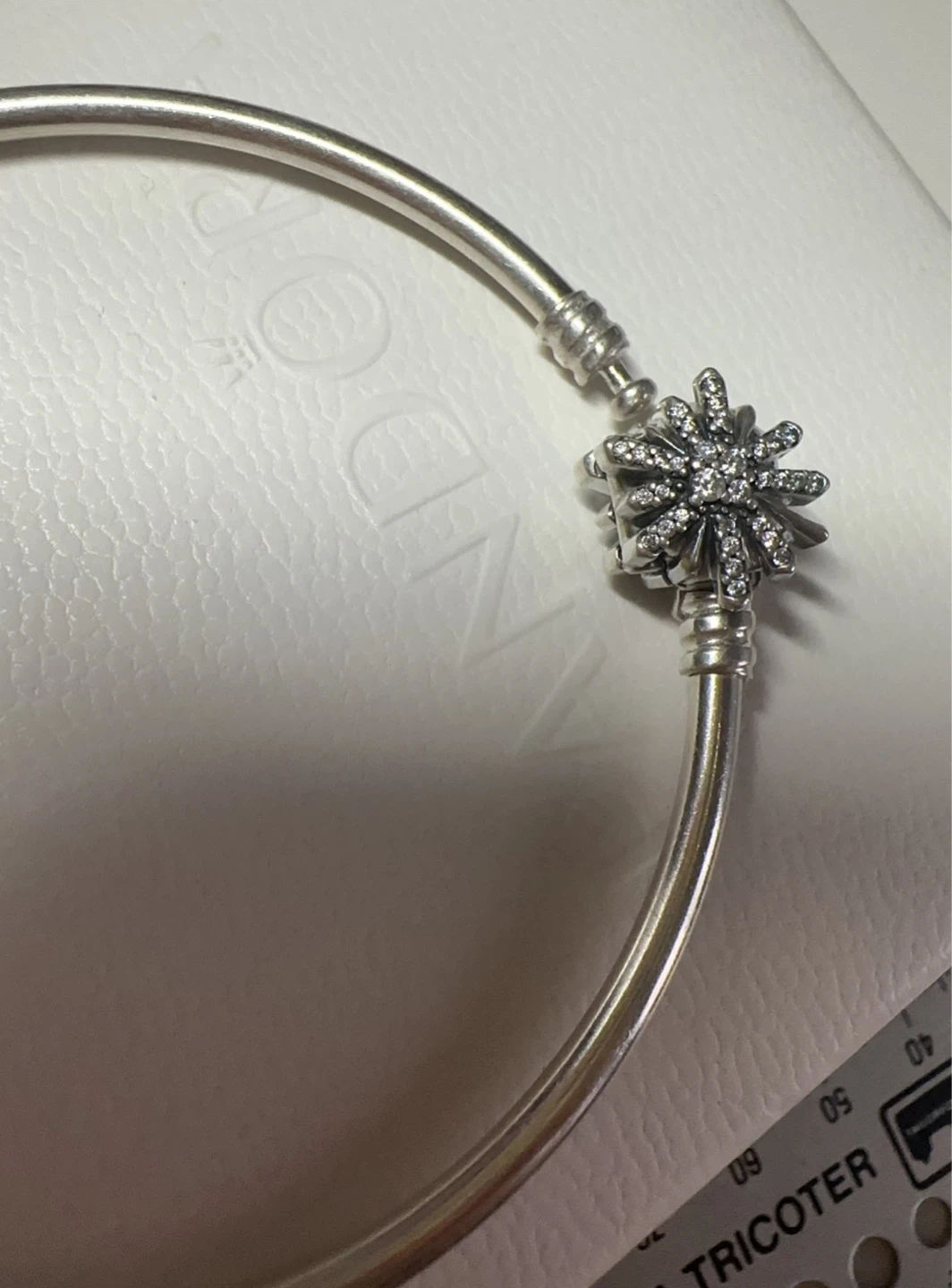Pandora White Cubic Zirconia Sterling Silver Bangle Bracelet - photo 2