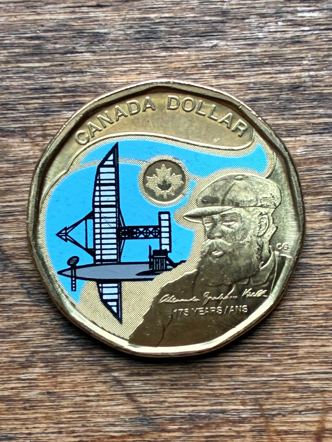 2022 Canada Alexander Graham Bell money coin COLOURED $1 Loonie