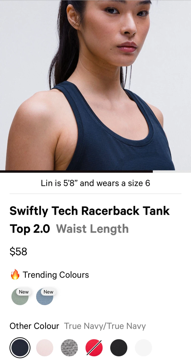 Swiftly Tech Racerback TankTop Waist Length, size 6, True Navy - photo 3