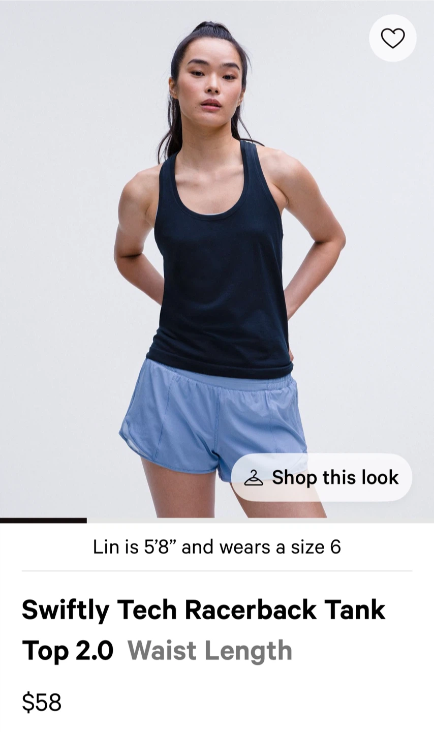 Swiftly Tech Racerback TankTop Waist Length, size 6, True Navy