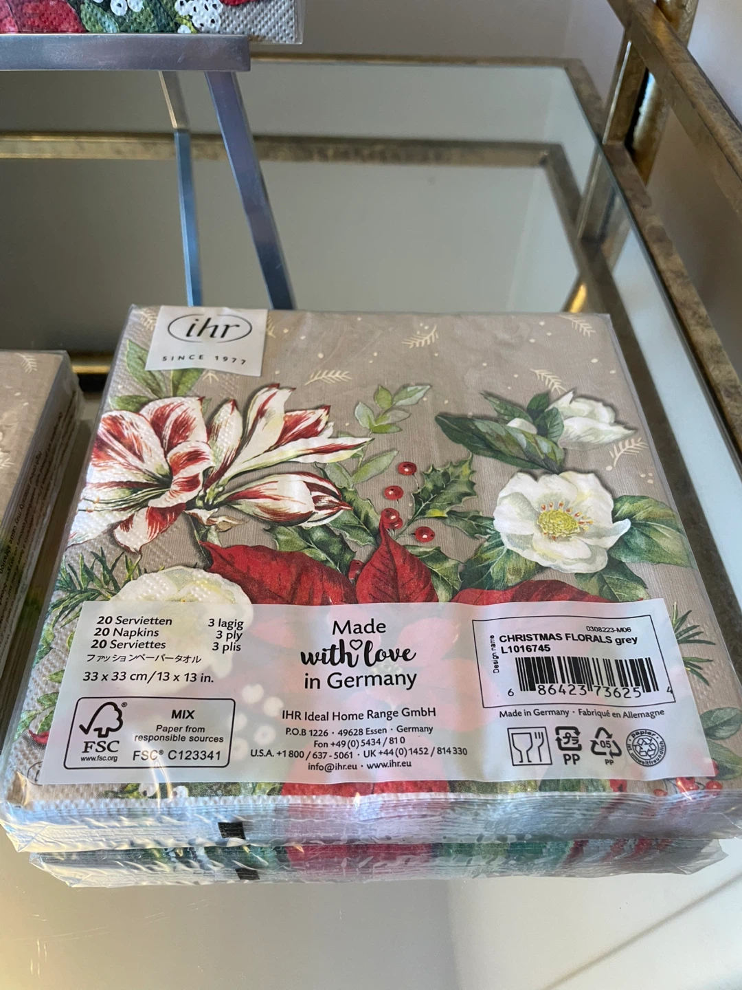Holiday Poinsettia Napkin Bundle of 3 packs NEW - photo 3