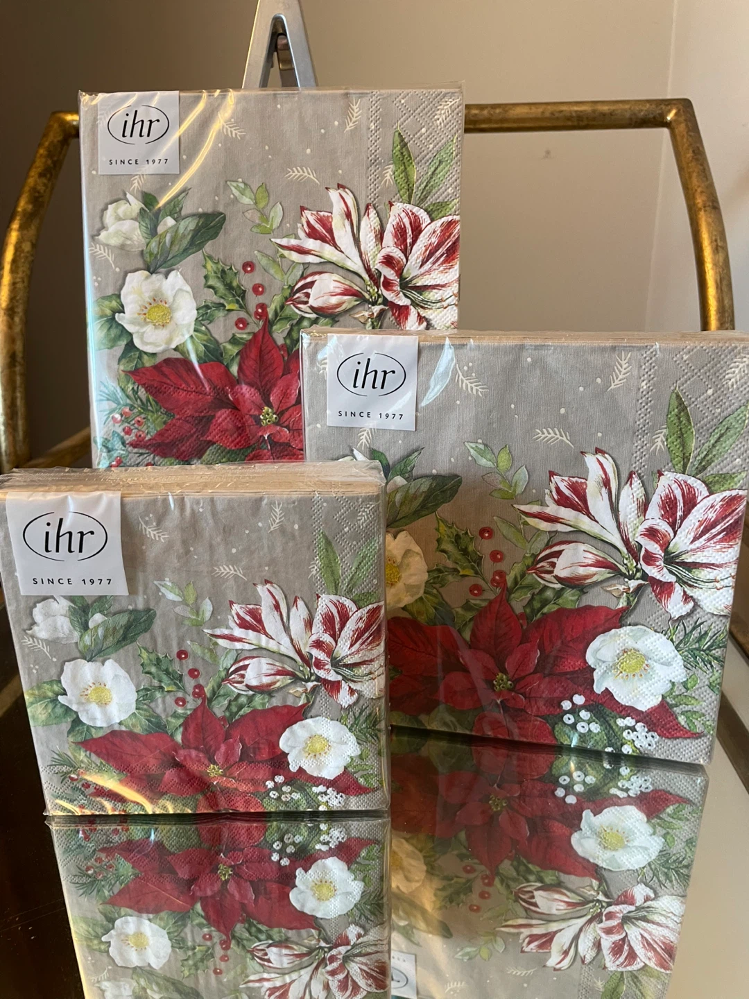 Holiday Poinsettia Napkin Bundle of 3 packs NEW
