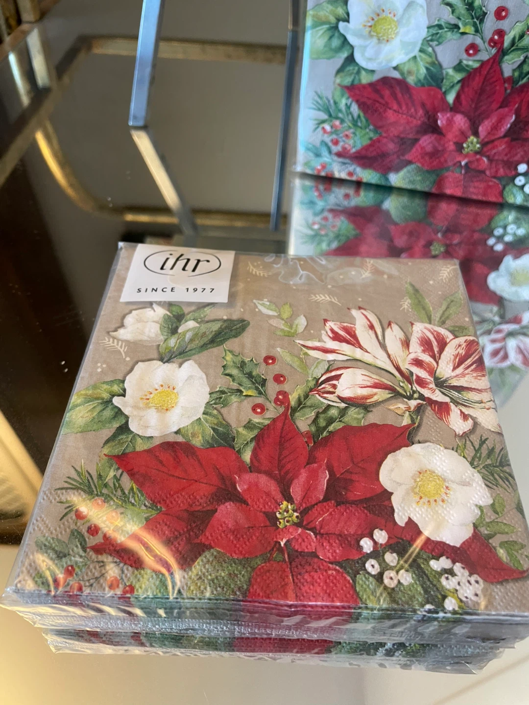 Holiday Poinsettia Napkin Bundle of 3 packs NEW - photo 2