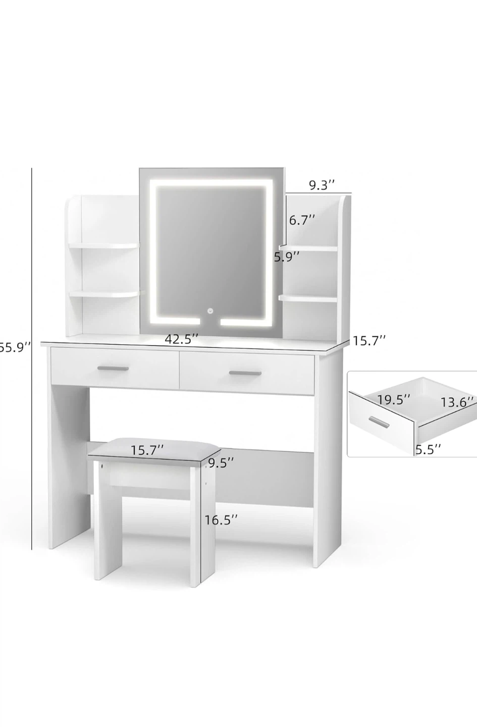 Brand new Vanity/Desk with Lighted Mirror & Shelves - photo 2