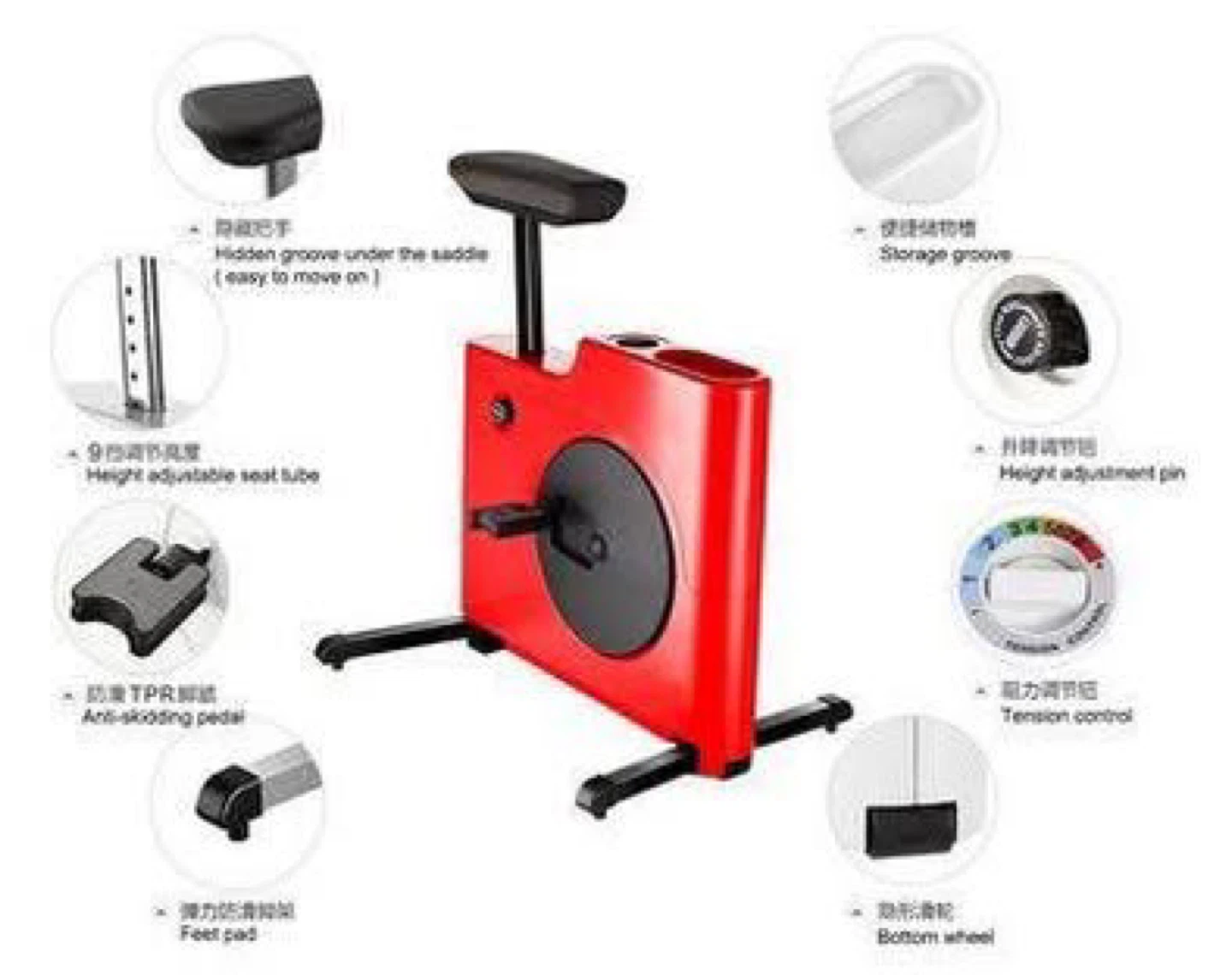 Adjustable Exercise Bike with 8 resistance levels - Red - photo 5