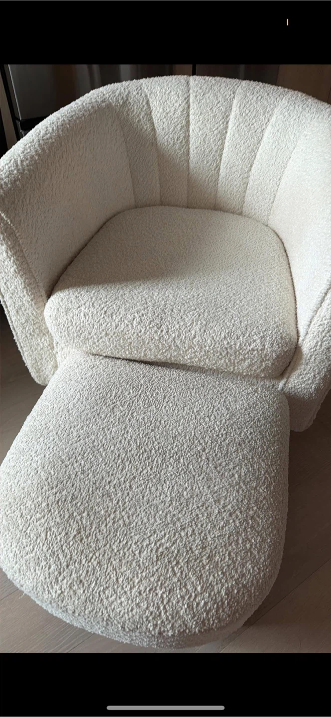 White Sherpa Barrel Chair & Ottoman