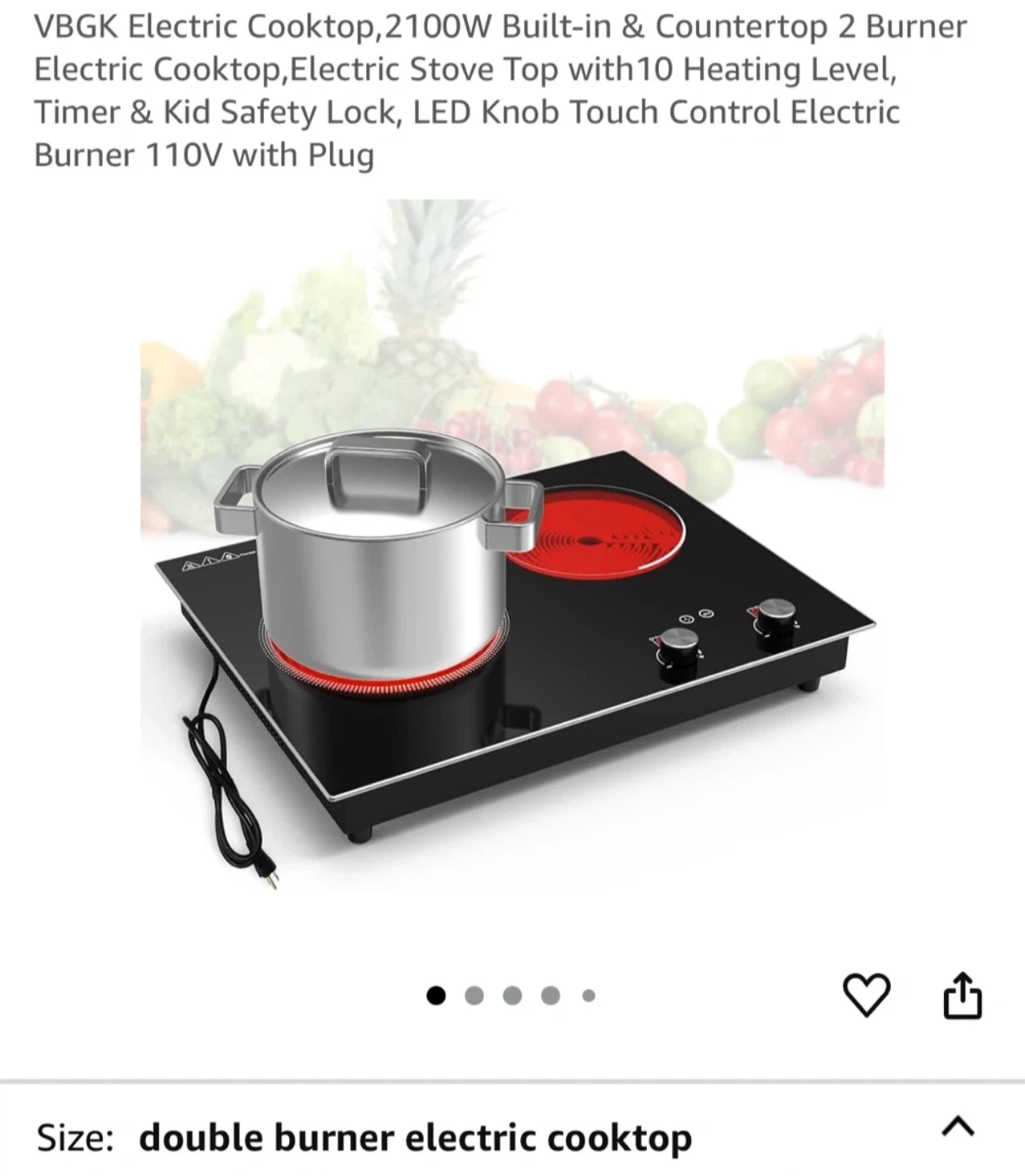 VBGK Electric Cooktop, 2 Burner