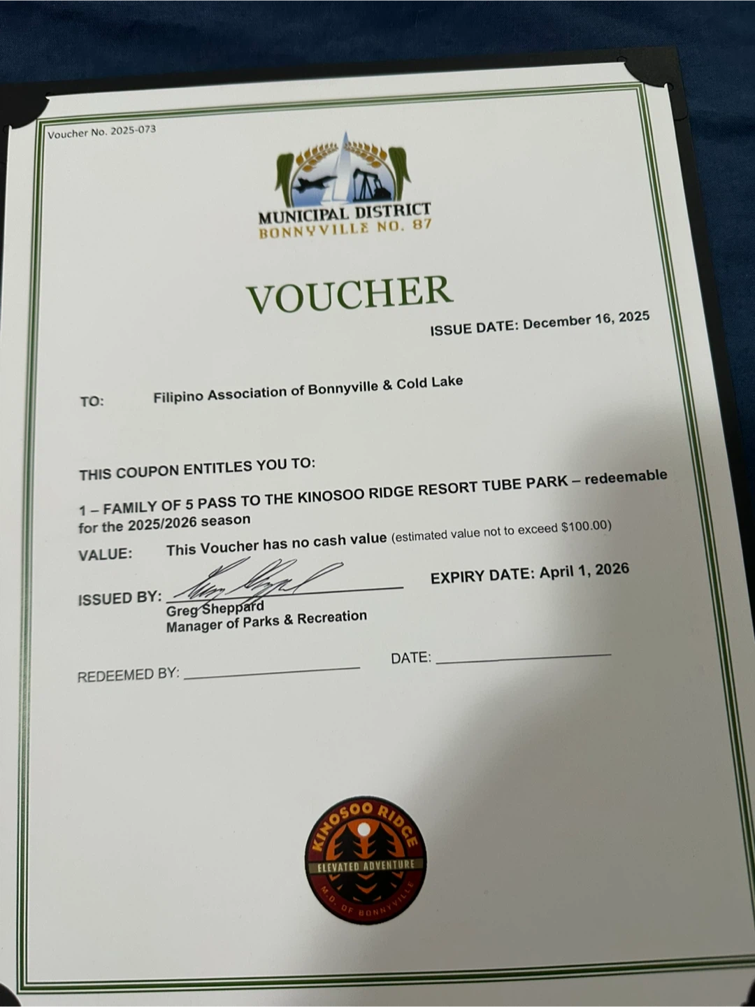 Kinosoo Ridge Resort Tube Park Voucher