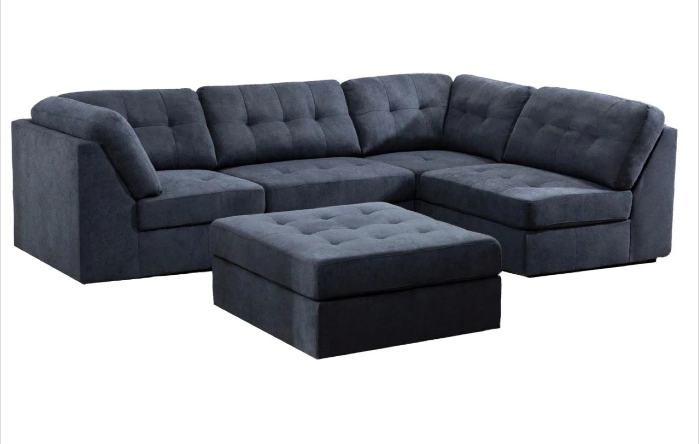 Grey Modular Sectional Sofa with Ottoman