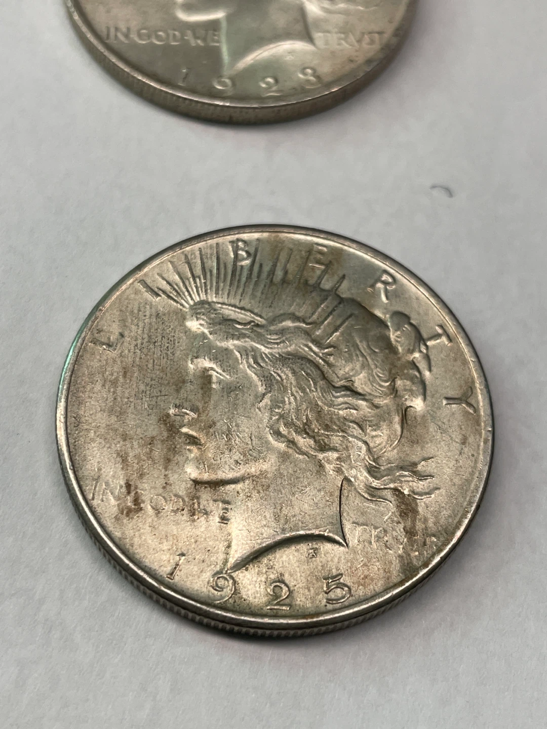 1923 & 1925 Peace Silver Dollar Coins - photo 3