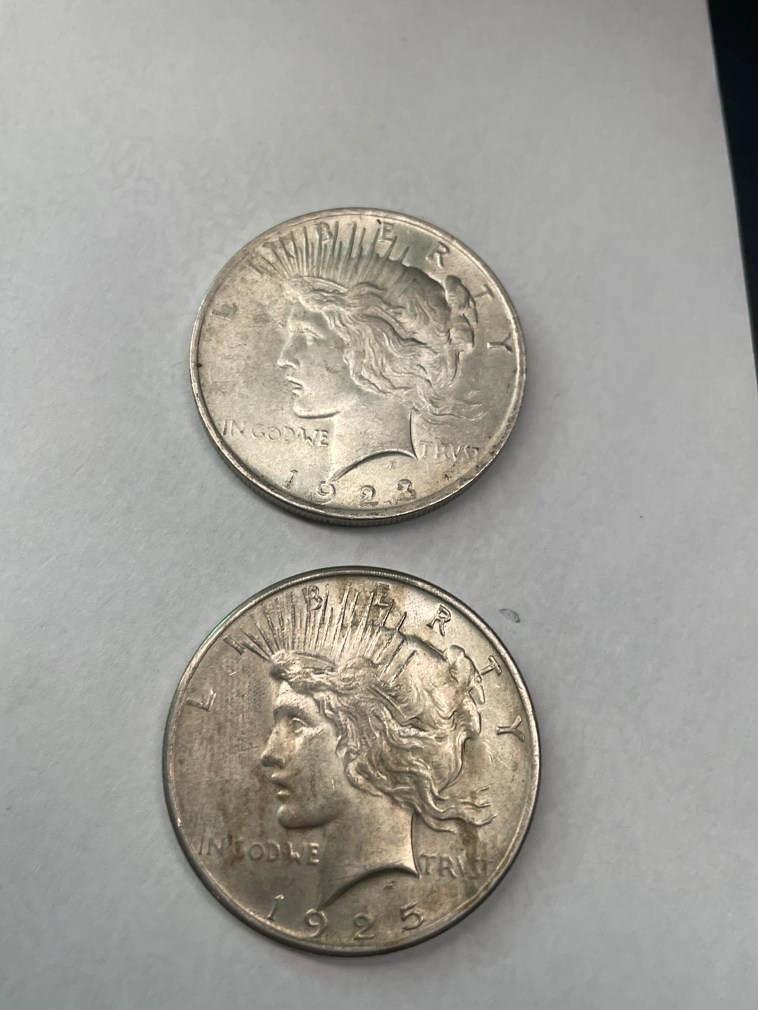 1923 & 1925 Peace Silver Dollar Coins