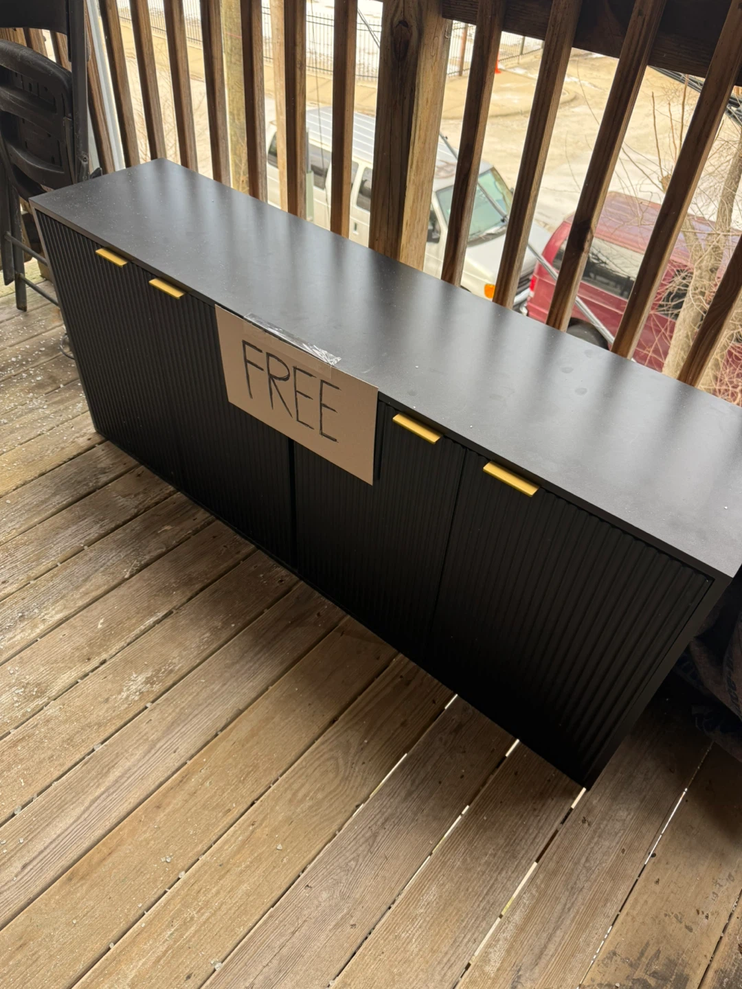 Black Cabinet with Gold Handles