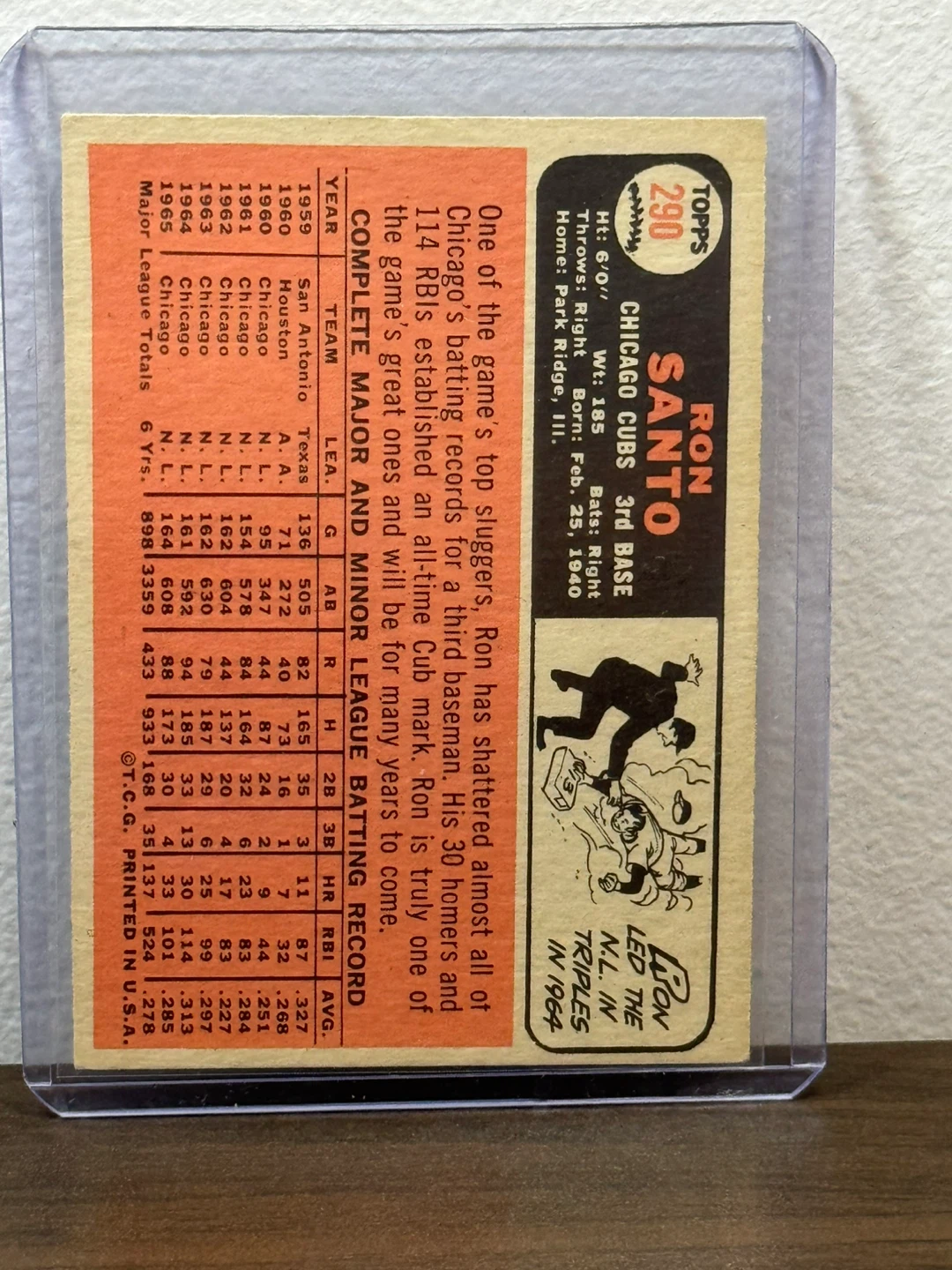 1964 Ron Santo Chicago Cubs Baseball Card - photo 2