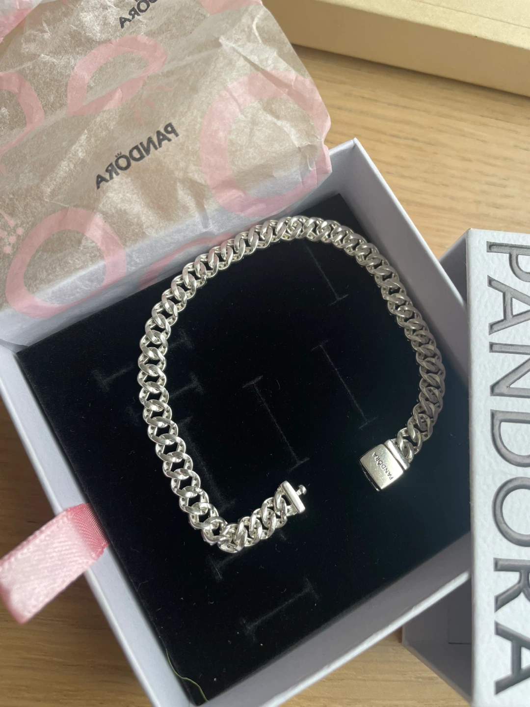 PANDORA Pavé Cuban Chain Bracelet (7.9")