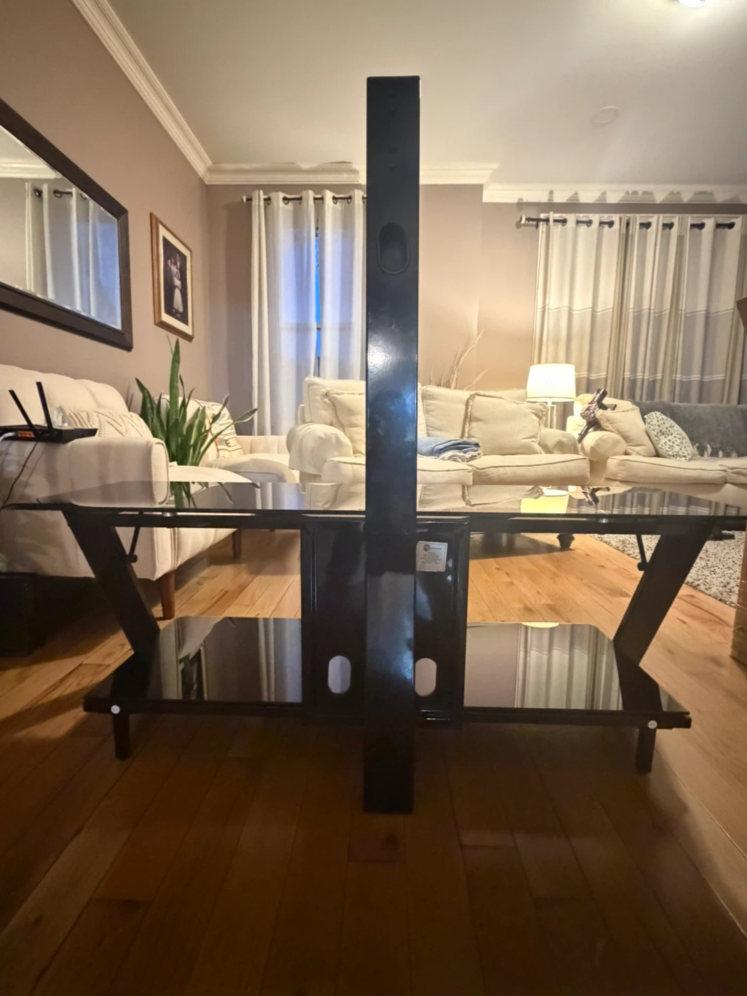 2 Shelf Black TV Stand - Glass - photo 4