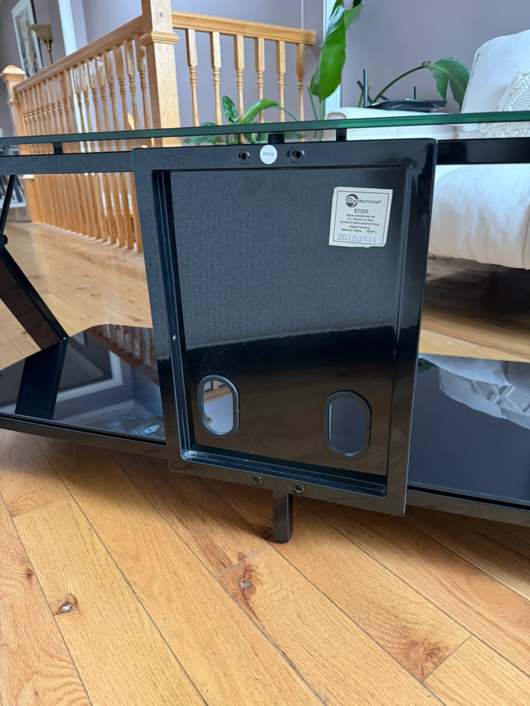2 Shelf Black TV Stand - Glass - photo 3