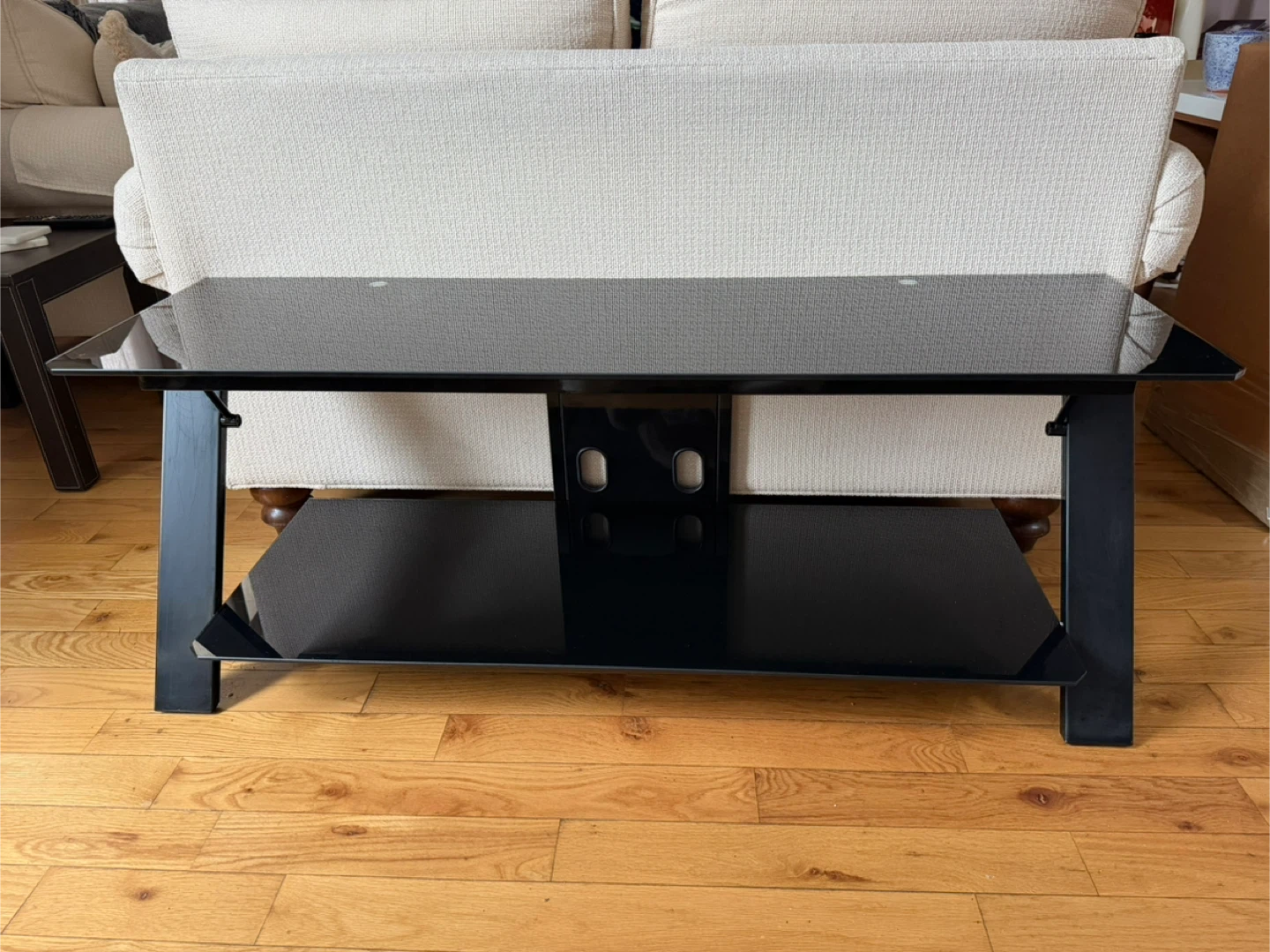 2 Shelf Black TV Stand - Glass