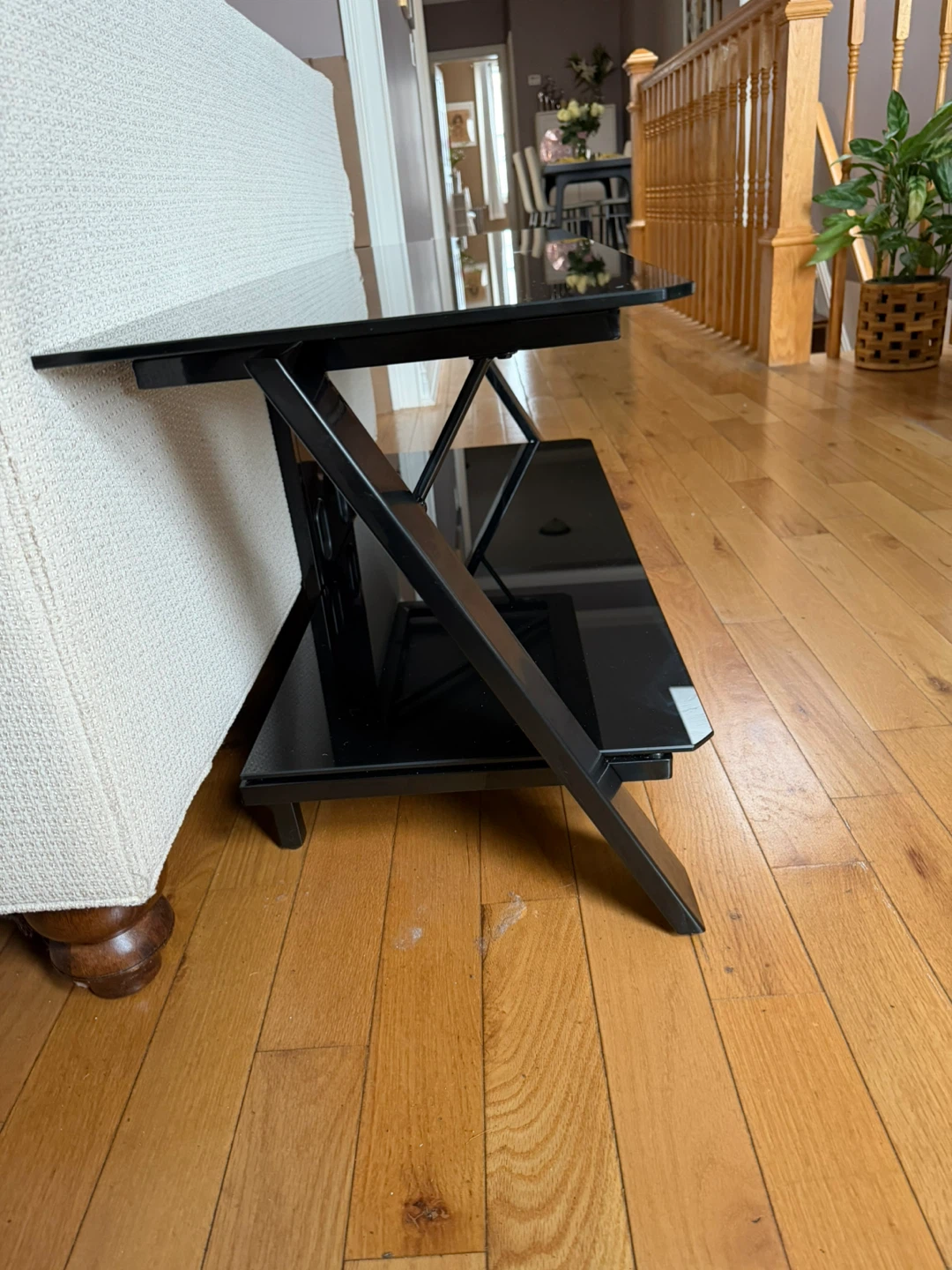 2 Shelf Black TV Stand - Glass - photo 2
