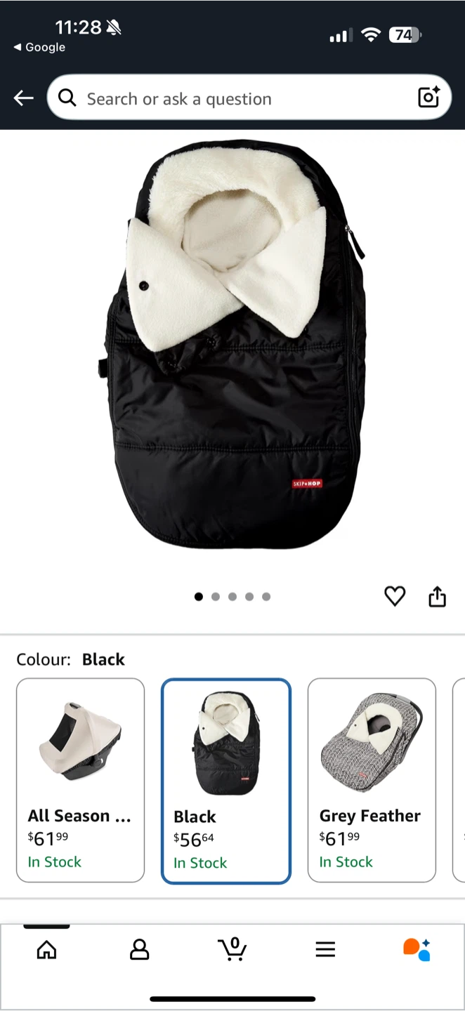 Skip Hop Black Stroller Footmuff
