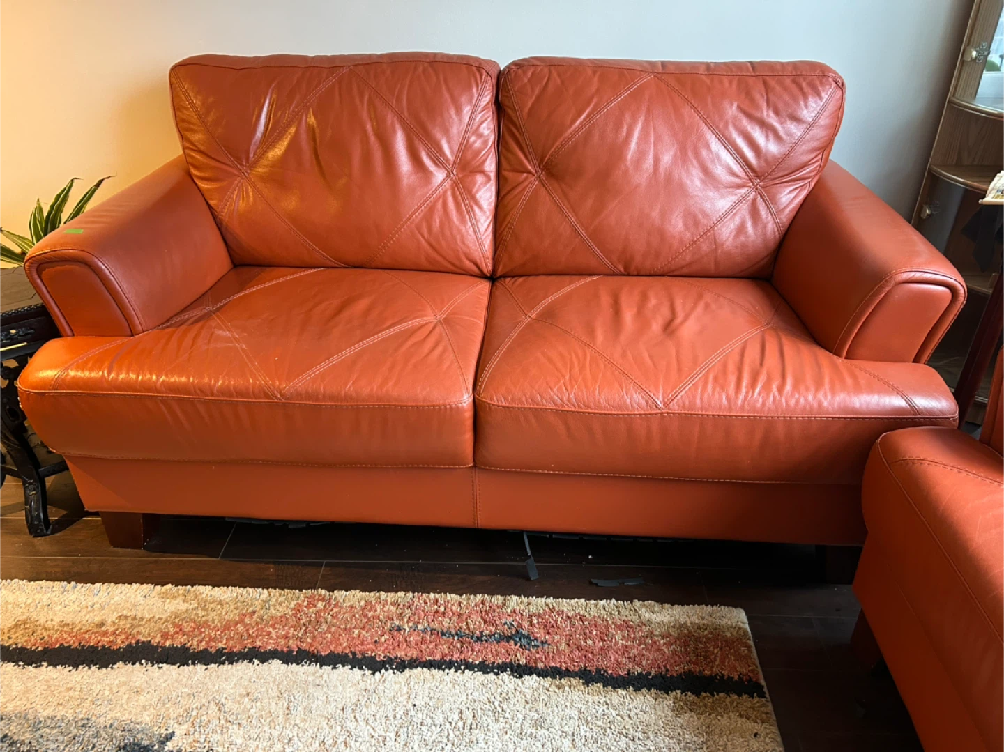Leather Couches and Ottoman (orange) - photo 2