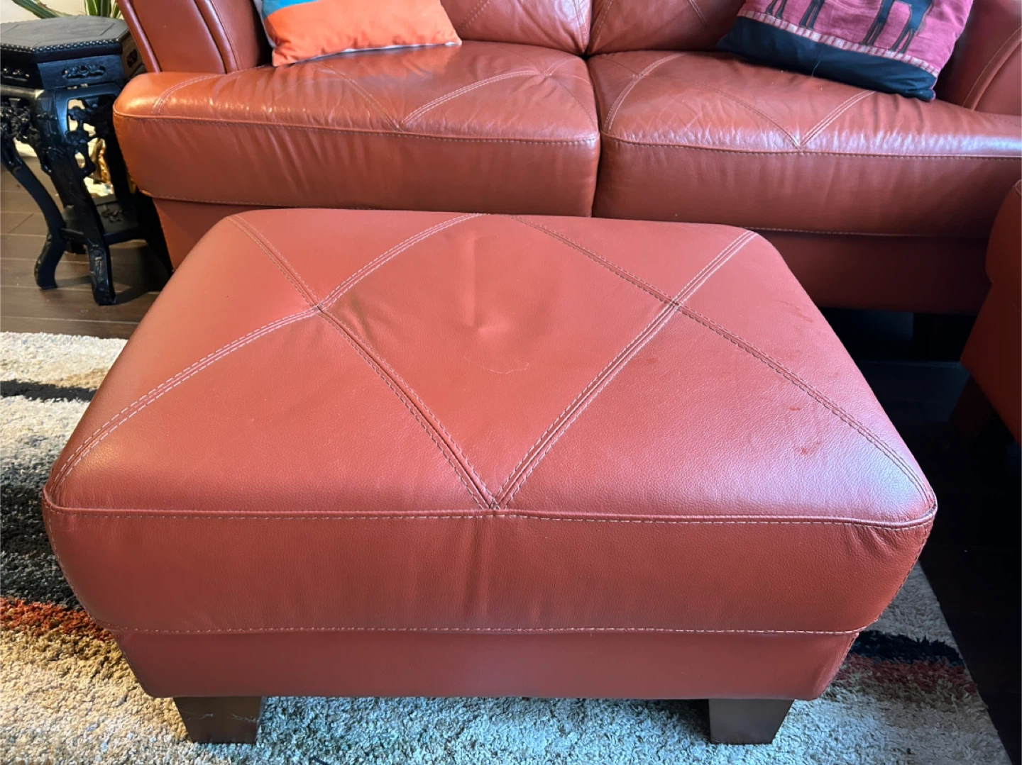 Leather Couches and Ottoman (orange) - photo 3